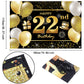 IMISI 22nd Birthday Banner - Black Polyester Decorations for Men’s Party Backdrop