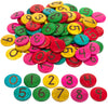 Ready 2 Learn - Ce10006 Coconut Numbers - Set Of 100 - 0-9 - 5 Colors - Natural, Hand Made Counters For Kids - Math Manipulative
