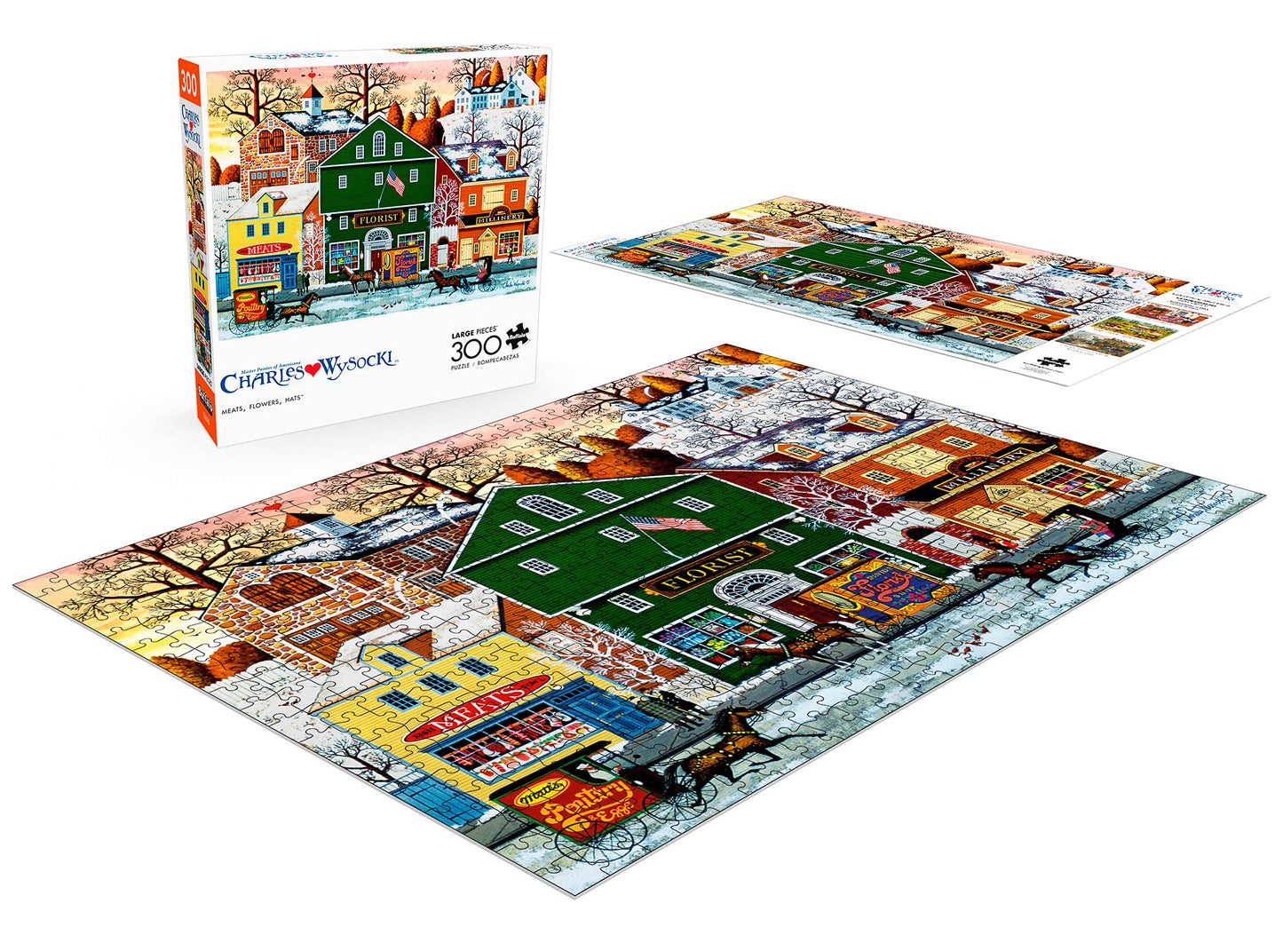 Buffalo Games - Charles Wysocki - Meats, Flowers, Hats - 300 Piece Jigsaw Puzzle For Adults -Challenging Puzzle Perfect For Game Nights - Finished Size Is 21.25 X 15.00