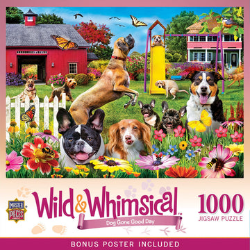 Masterpieces - 1000 Piece Jigsaw Puzzle, Dog Gone Good Day, Funny Animals, Activity For Adults, Family, Kids, Matte Finish, 19.2