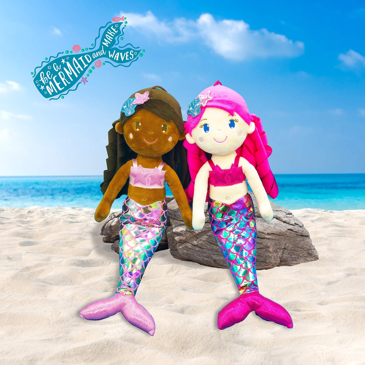 June Garden Plush Doll - 15.5" Sparkly Mermaid Larissa - Soft Polyester Stuffed Toy for Toddler Girls