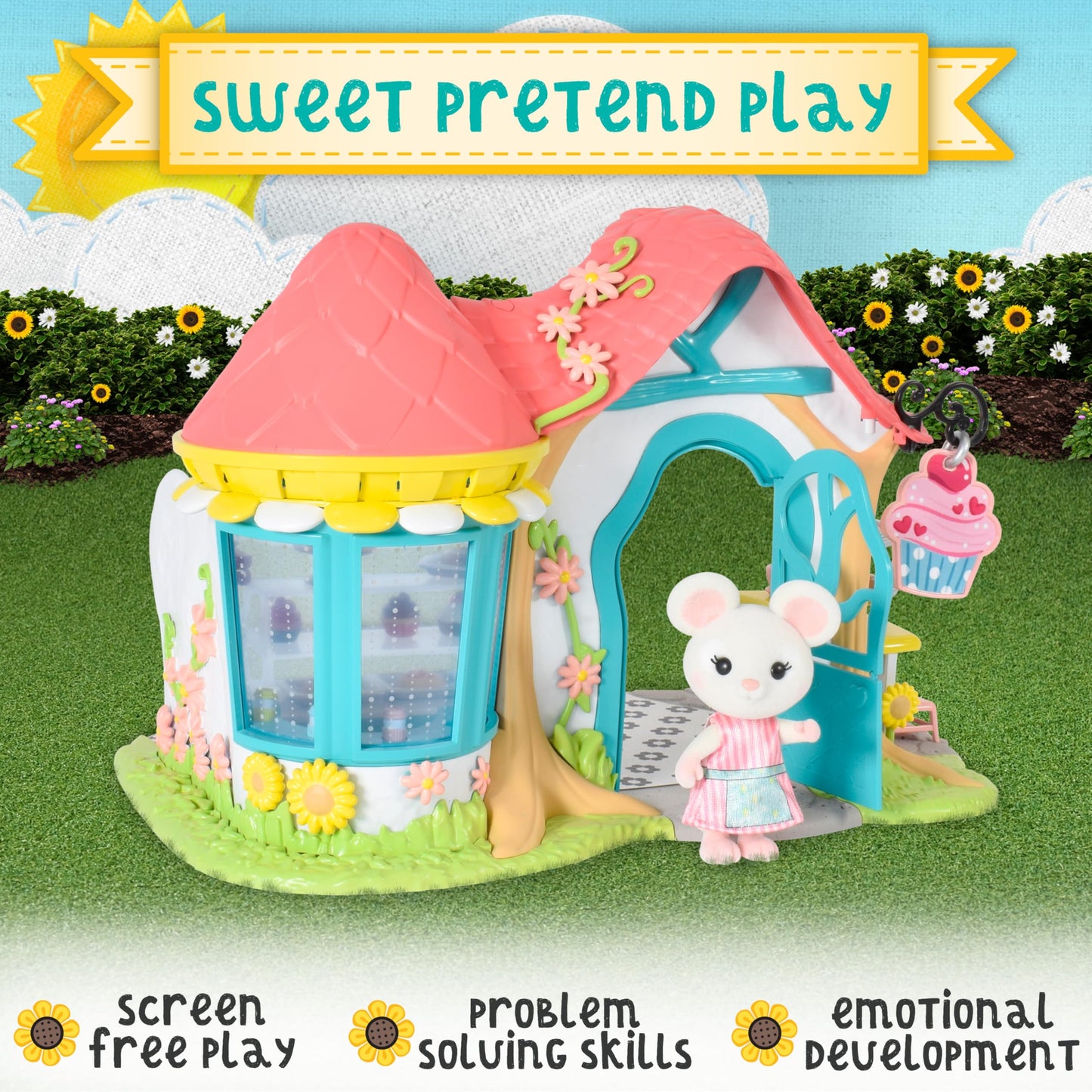 Honey Bee Acres Bees Teas Pastry Shop, Complete Set With Miniature Doll Figure, 35 Pieces , Ages 3+