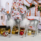 Ornativity Silver Glitter Christmas Reindeer - Xmas Holiday Party Deer Figurine Statues Dinner Tabletop Decorations Centerpiece Mantle - 12' Pack Of 2
