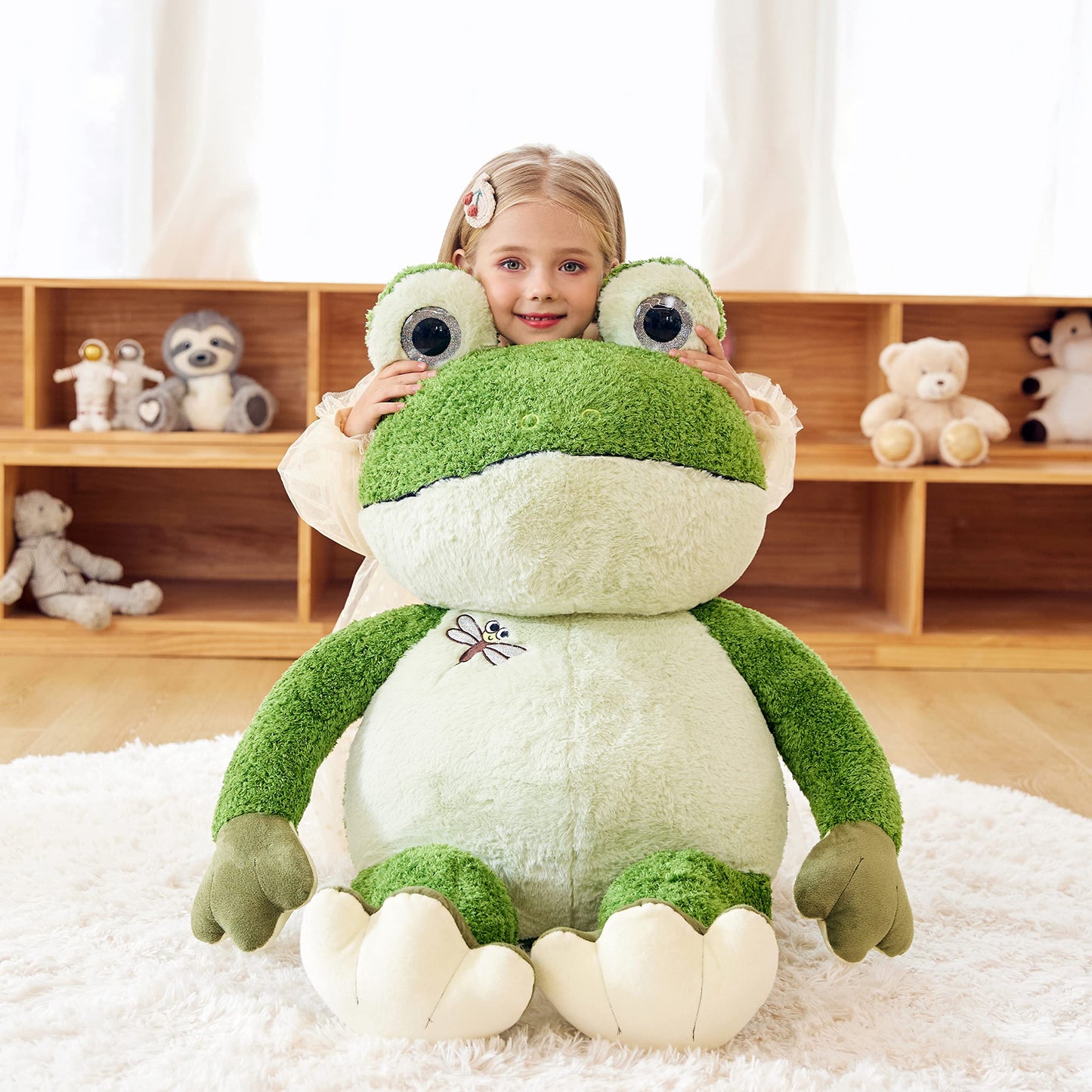 Earthsound Giant Frog Stuffed Animal Plush Toy,Large Frog Jumbo Cute Soft Toys,Big Size Huge Fluffy Plushy Oversized Fat Plushie