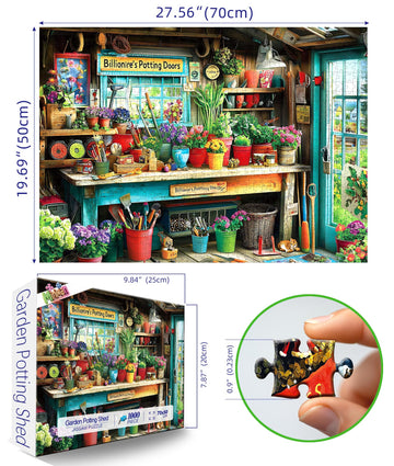 MINIWAN 1000 Piece Jigsaw Puzzle - Billionaire's Potting Shed Garden, 27.5x19.7 Inches, Cardboard, Challenging Adult Puzzle for Relaxation