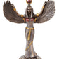 Egyptian Theme Isis Mythological Bronze Finish Figurine With Open Wings Goddess of Magic Statue Sculpture
