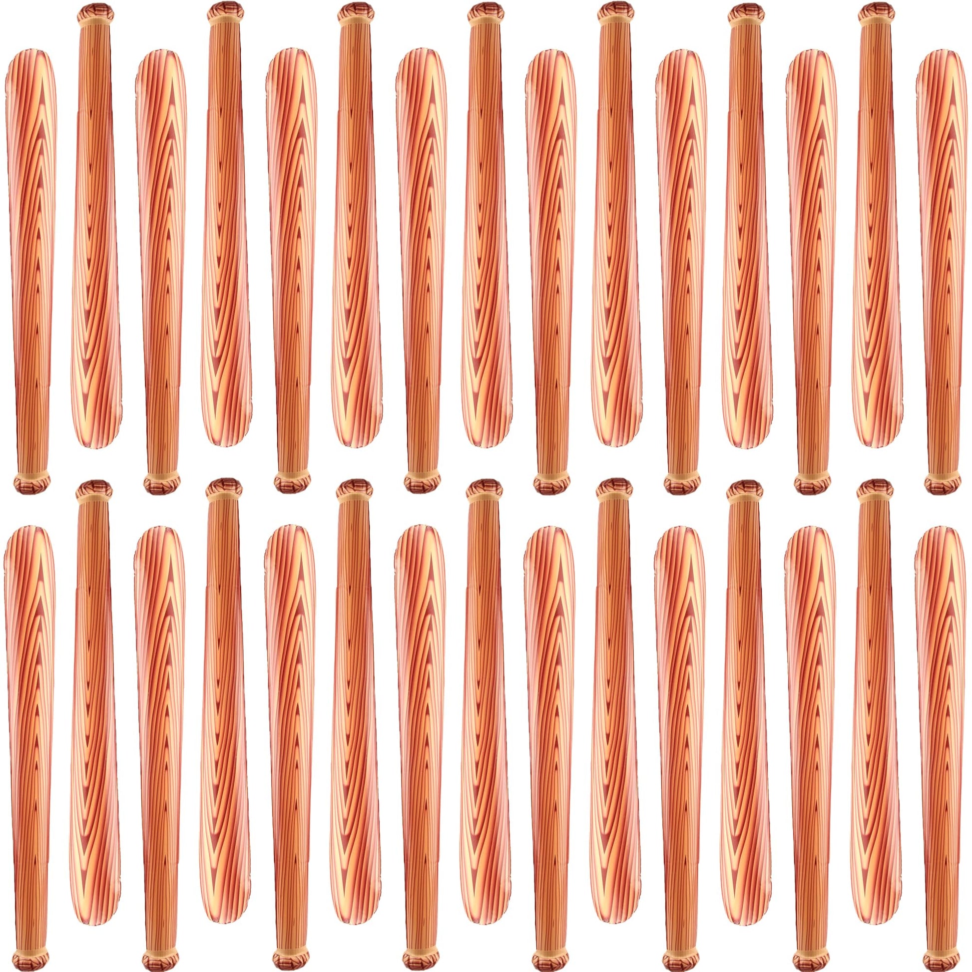 Sonarun 30 Pack 31.5 Inch Inflatable Baseball Bat Wood Grain Pattern Baseball Bat Inflates Blow up Baseball Bat for Carnival Poo