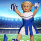 American Fashion World Blue Cheerleading Outfit for 18-Inch Dolls | Accessories Included | enhanced Quality & Trendy Design | Dolls Clothes | Outfit Fashions for Dolls for Popular Brands