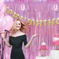 MALANKU 2 Pack Foil Fringe Backdrop Curtains Pink Party Decorations - 3.3 x 8.2ft Tinsel Curtain Photo Backdrops for Birthdays C