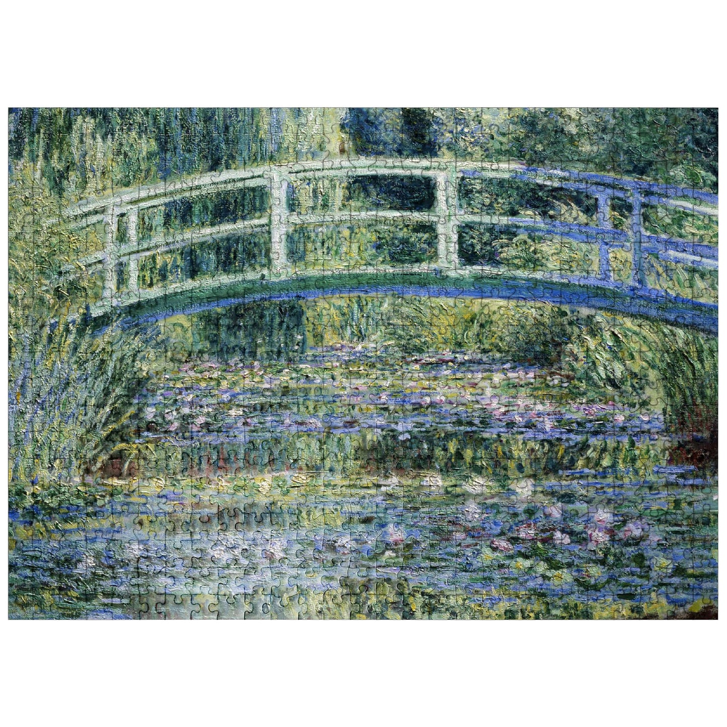 MyPuzzle Claude Monets Water Lilies and Japanese Bridge 1899 - enhanced 500 Piece Jigsaw Puzzle for mature-themeds