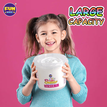 4 Lb Milky Butter Slime Bucket Gift For Girls, Funkidz 64 Fl Oz Huge Soft White Premade Scented Slime Kit Toy With 29 Variety Add-Ins Perfect Birthday Present For Kids Age 6+