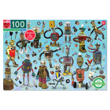 eeBoo: Upcycled Robots 100 Piece Puzzle  Perfect Project for Little Hands  Aids in Development of Pattern  Shape  and Color Recognition  Offers Children a Challenge  Perfect for Ages 5 and up