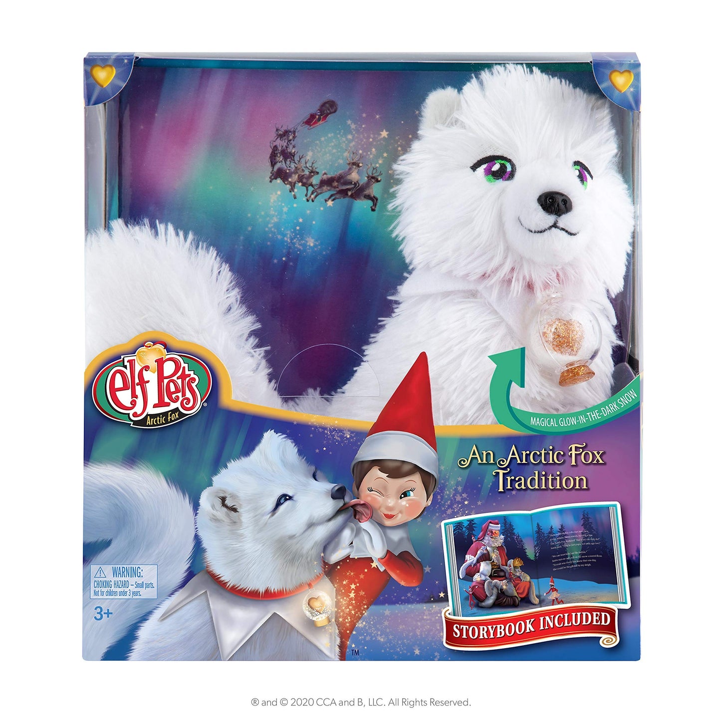 Elf Pets: An Artic Fox Tradition - Huggable Elf Pet Arctic Fox Stuffed Animal - Includes Beautifully Illustrated Hardbound Storybook, Mini Snow Globe Charm And Official Adoption Certificate