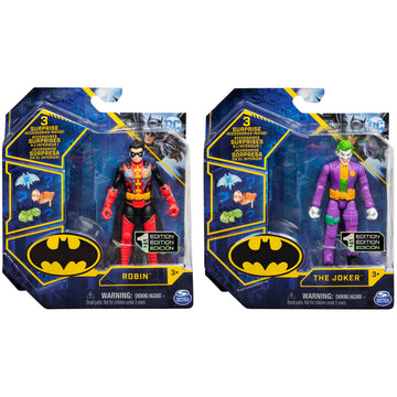 DC Comics Batman 4-inch Robin and The Joker Action Figures for Boys with 6 Mystery Accessories  Kids Toys for Boys Aged 3 and up