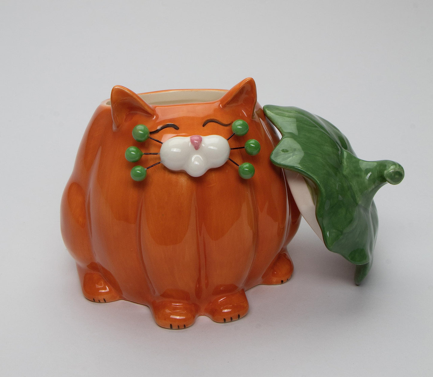 Cosmos Gifts Fine Ceramic Whisker Cat Pumpkin Cat Candy Box By Amy Lacombe