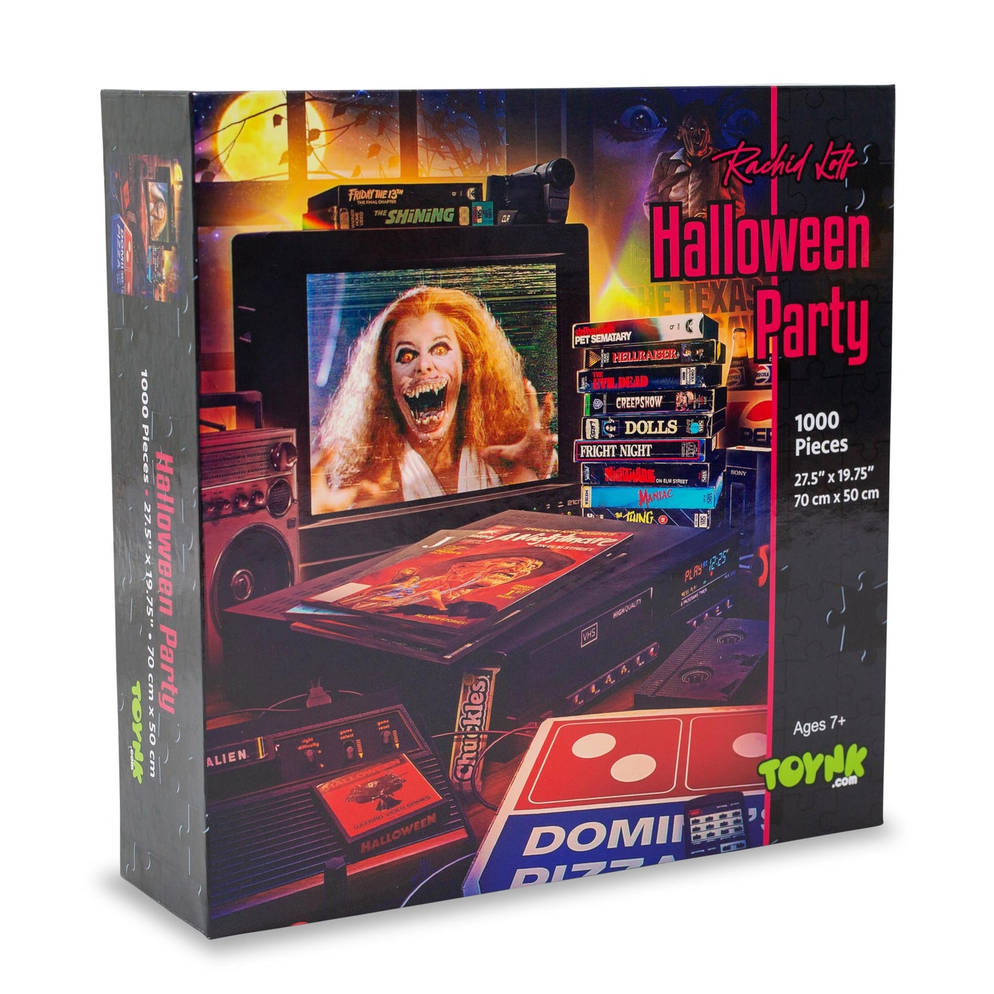 Halloween Pizza Party 1000-Piece Jigsaw Puzzle By Rachid Lotf | Fun Brain Teaser, Toys & Games | 28 X 20 Inches