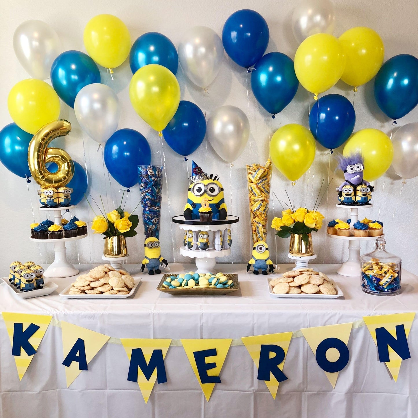 Blue Yellow Balloons Set, 60Pcs Navy Blue Matte Yellow White Party Balloons, Pastel Blue Yellow And White Latex Helium Balloon F