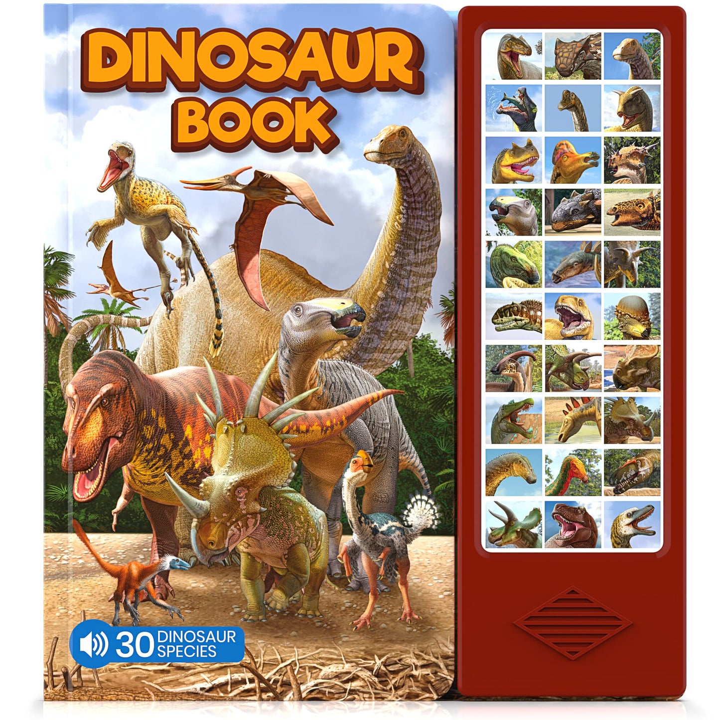 Hemalleon Dinosaur Toys for Kids - 30 Species Facts & Sounds - Ideal for Ages 2-7 - Red