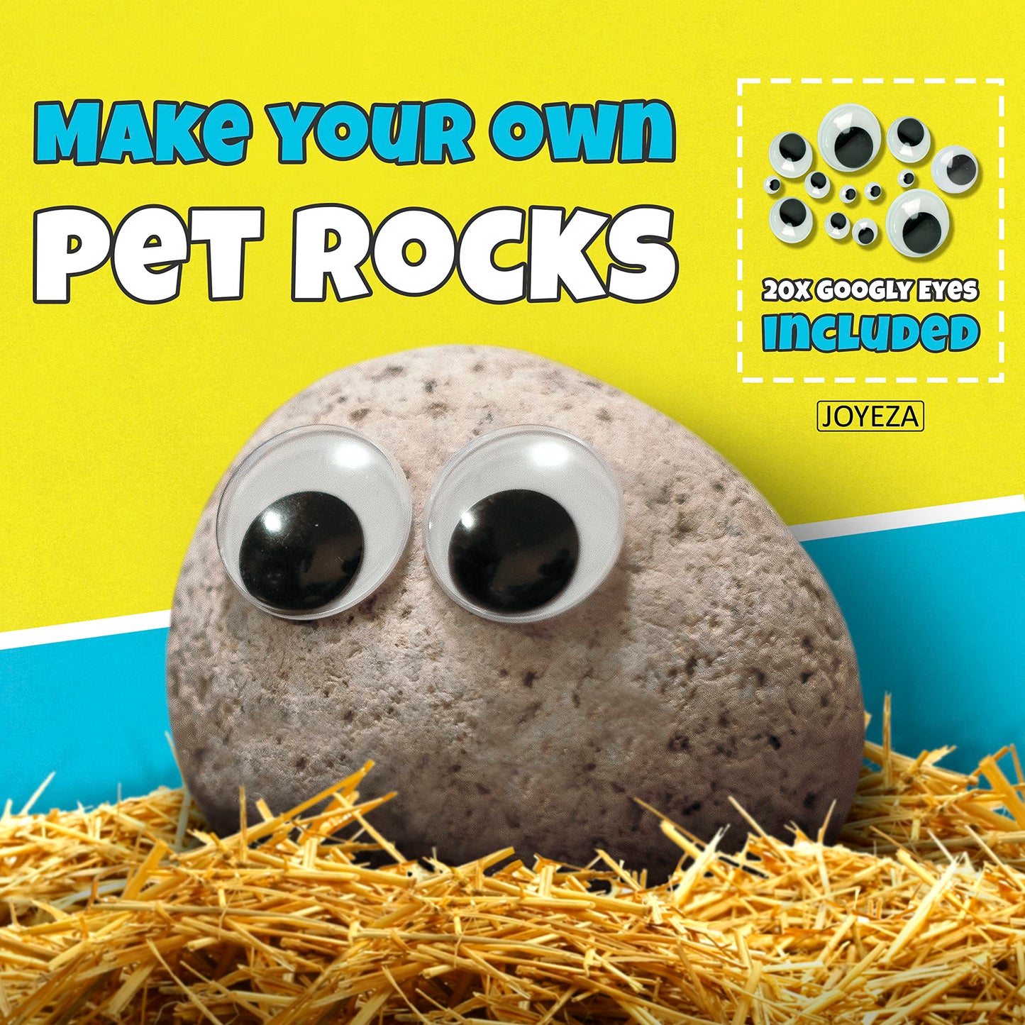 JOYEZA Rock Painting Kit Deluxe, Arts and Crafts for Girls Boys Age 6+, 12 Rocks Tween Gift Art Set, Waterproof Paints, Craft Ki