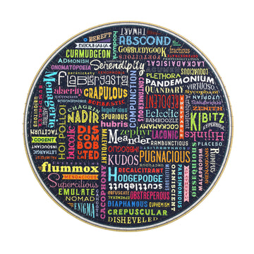 Eeboo: Piece And Love 500 100 Great Words Piece Round Circle Jigsaw Puzzle, Puzzle For Adults And Families, Glossy, Sturdy Pieces And Minimal Puzzle Dust