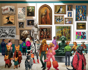 Springbok Paws and Portraits 1000 Piece Jigsaw Puzzle for Adults - Dogs in Museum - Unique Cut Pieces - Made in USA