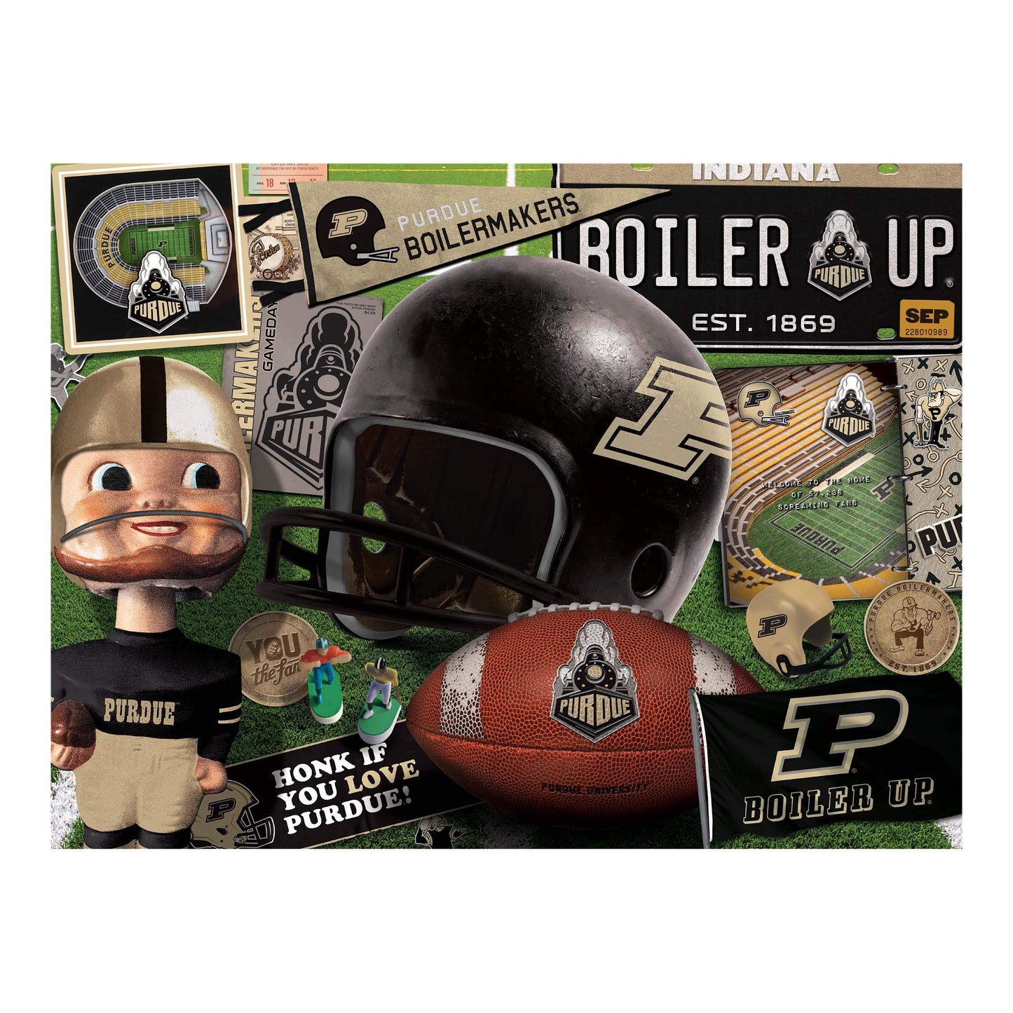 YouTheFan NCAA Purdue Boilermakers 500-Piece Retro Puzzle - Team Colors, Cardboard, Model 0954323