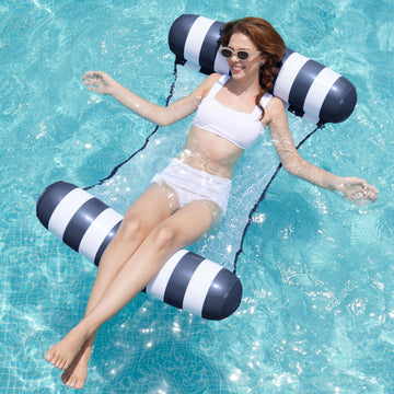 Sloosh Strip Type Hammock Pool Floats Adults, 4-In-1 Multi-Purpose Inflatable Pool Floaties Pvc Water Hammock Lounge (Strip- Nav