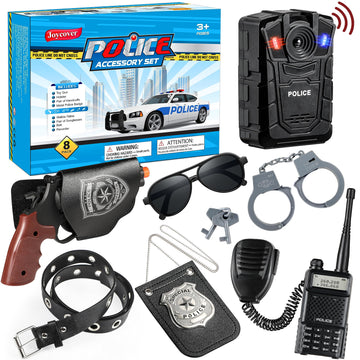 Deluxe All-In-One Police Accessories Role Play Set For Kids, Include Police Badge, Handcuffs, Belt. 8Pcs Cop Accessories, Hallow