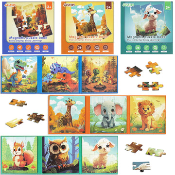 Dinosaur Puzzles For Kids Ages 3-5 113 Pieces Three-Book Animal Travel Puzzles For Kids 4-6 Airplane Car Road Trip Activities Ga