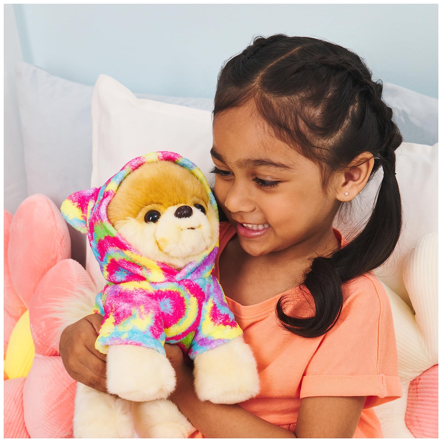 GUND Boo Plush Pomeranian Dog with Rainbow Hoodie, 9” Stuffed Animal for Ages 1 and Up, Adorable Gift, Soft Toy