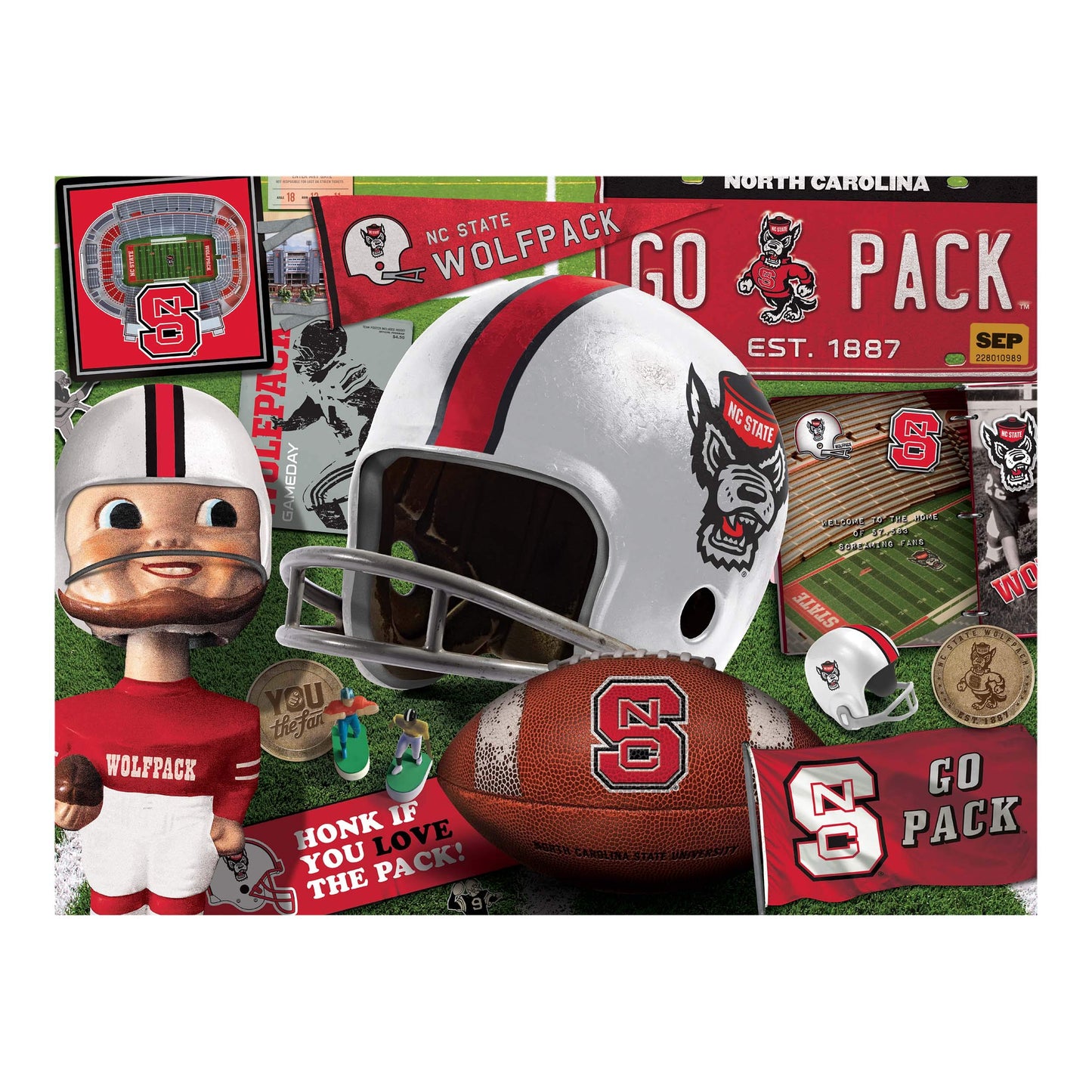 YouTheFan NCAA NC State Wolfpack Retro Series Puzzle - 500 Pieces, Large, Team Colors