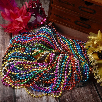 72 PCS Mardi Gras Beads Bulk, 33 Inch 7 mm Party Beads for Mardi Gras Party, Christmas Party, St. Patrick's Day, Party Favors, T