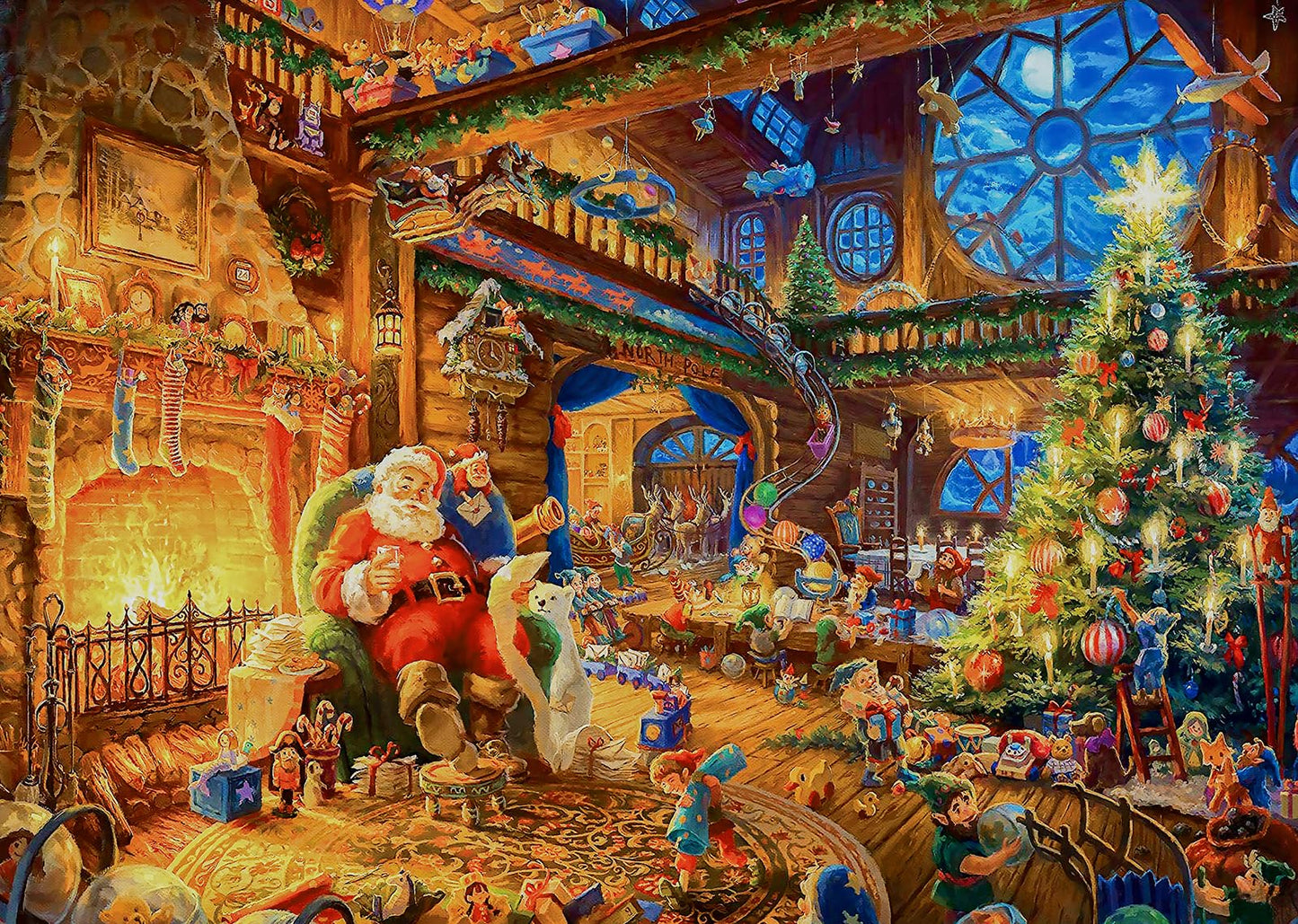 1000 Piece Puzzle For Adults Christmas Cabin Christmas Puzzle, Santa Claus Christmas Puzzles 1000 Pieces, Santa'S House 1000 Pie