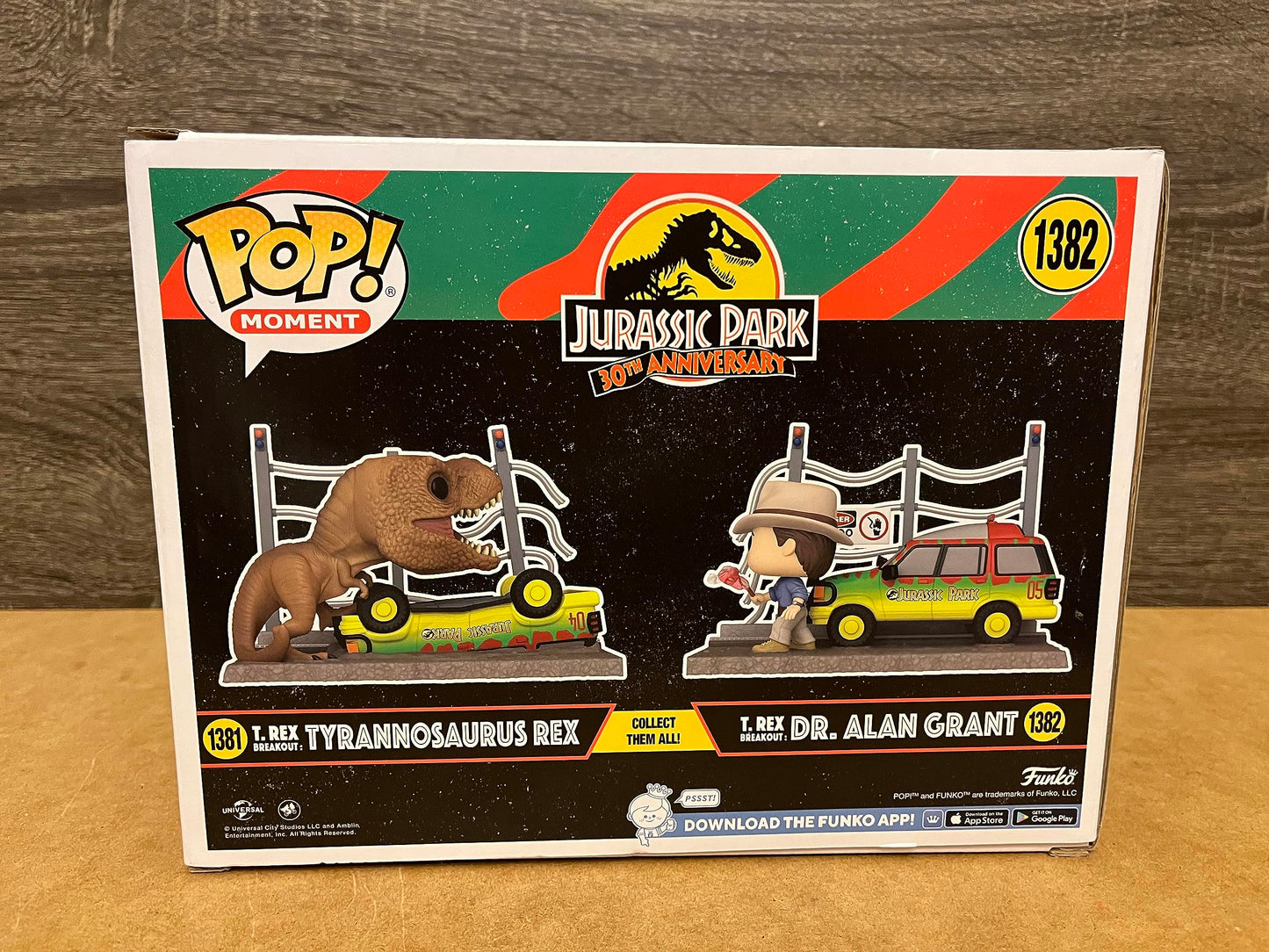 Funko POP! Moments Jurassic Park T-Rex Breakout with Dr. Grant #1382 - Green & Gray
