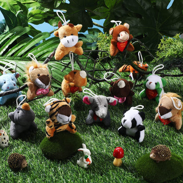 Zhanmai 100 Pcs Mini Plush Stuffed Animal Bulk Small Animal Toys Keychain Party Favors Easter Egg Stuff For Kids Birthday Valentine Carnival Classroom Prizes Gift Goodie Bag Filler (Forest Animals)