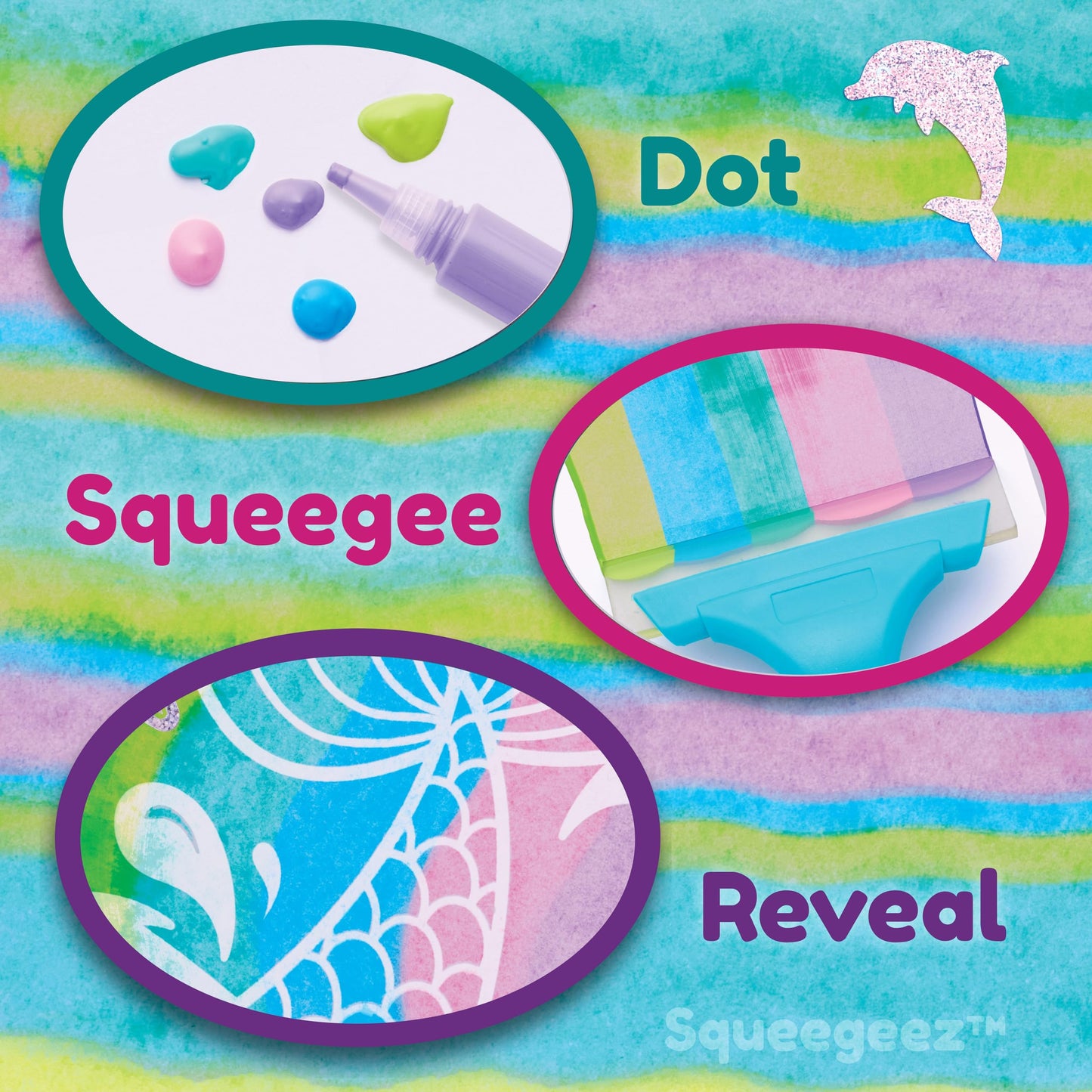 Creativity for Kids Squeegeez Magic Reveal Craft Kit: Mermaid - Dot Painting Art Kits for Kids, Cool Mermaid Gifts for Girls and