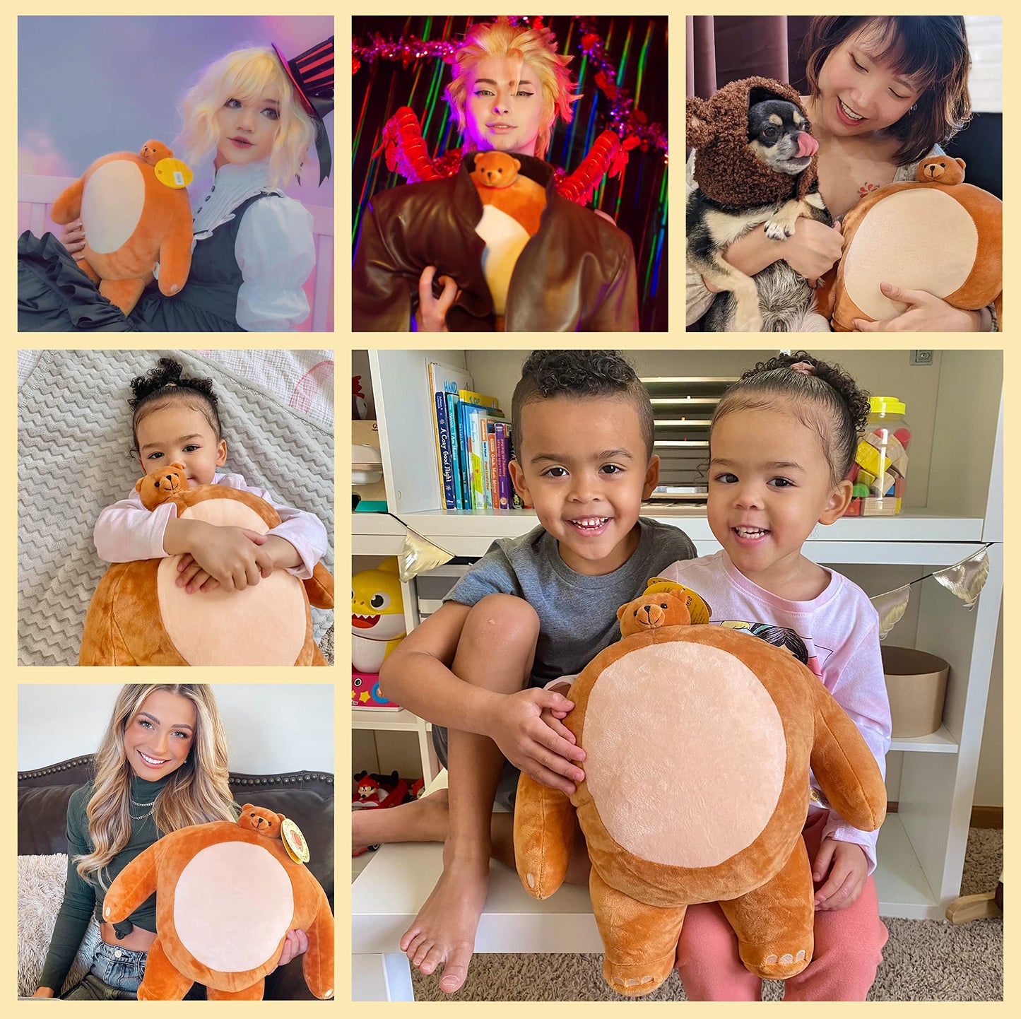 TINY HEADED KINGDOM Pip Bear - 15" Plush Stuffed Animal, Medium Size, Adorable Little Head Bear, Synthetic Material, Perfect for Girls and Boys
