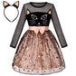 Neilyoshop Halloween Black Cat Costumes For Girls With One Tail 4-12Years 4-5T