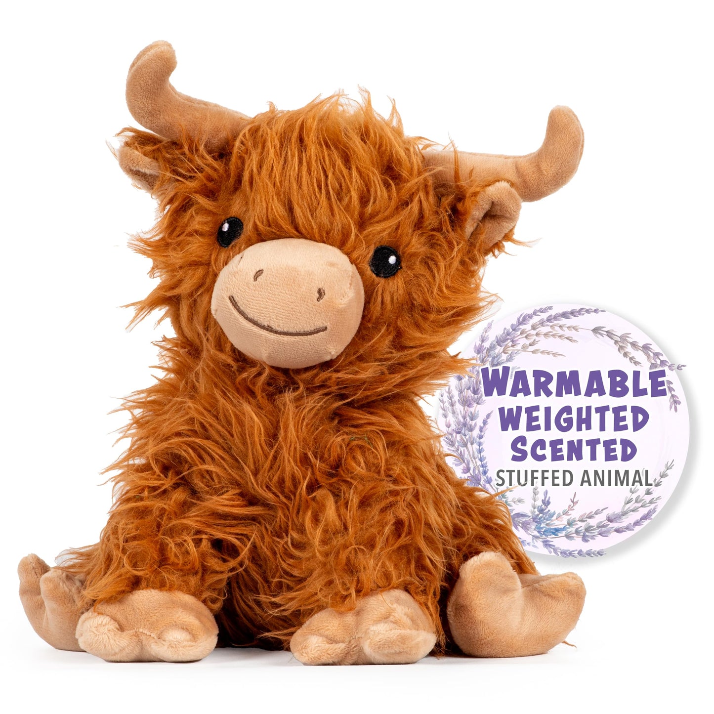1I4 Group Warm Pals - Highland Cow - Cozy Lavender Scented Plush Toys - Stuffed Animal - Coolable Bedtime Comfort Plushie