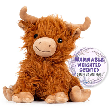 1I4 Group Warm Pals - Highland Cow - Cozy Lavender Scented Plush Toys - Stuffed Animal - Coolable Bedtime Comfort Plushie