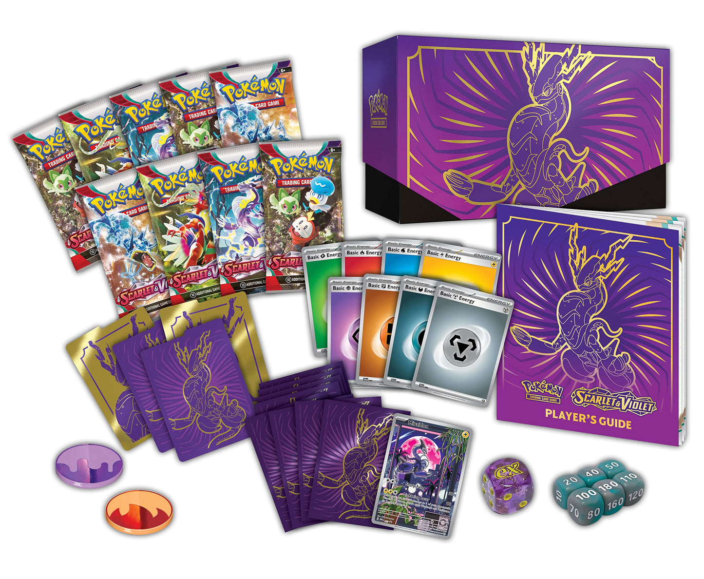 Pok?mon TCG: Scarlet and Violet advanced Trainer Box - Miraidon Purple (1 Full Art Promo Card  9 Boosters and enhanced Accessories)