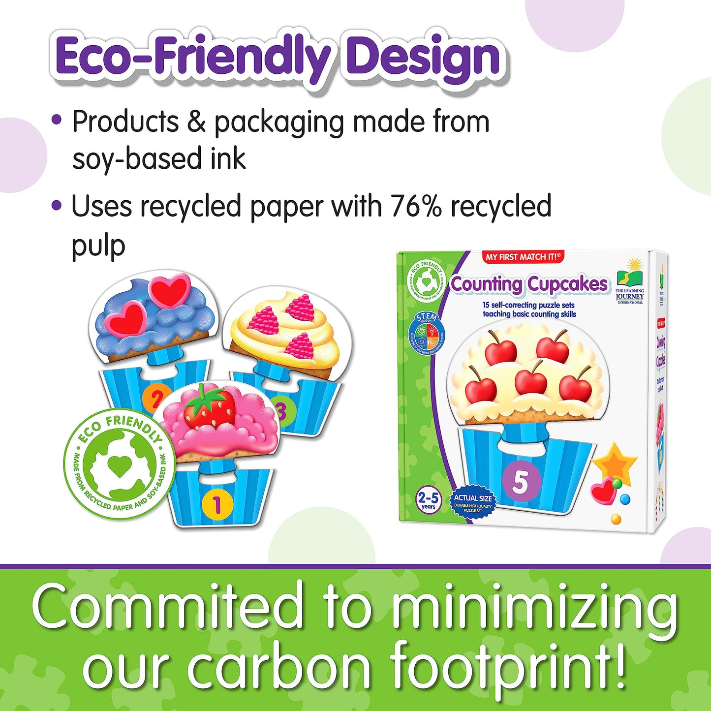The Learning Journey: My First Match It - Counting Cupcakes- 15 Piece Self-Correcting Matching Puzzles - First Learning Toys For Toddlers 2-5 - Award Winning Toys