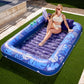 Sloosh Inflatable Tanning Pool Lounger Float, 85' X 57' Extra Large Pool Floats Adult With Pillow, 4 In 1 Suntan Tub Raft Floatie,Sunbathing Bed Lounge For Water Blow Up Ball Pit, Xl-Dark Blue