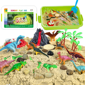Carolart Dinosaur Sensory Bin,Dinosaur Toys For Toddler Boys And Girls,Include Glow In The Dark Dinosaur,Easy Storage Sensory To