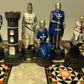 HPL Medieval Times Crusades Chess Set - Blue & White Maltese Cross, 16.5" Mosaic Board, Resin & MDF Wood, Anti-Stress Toy