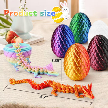 Impossmaker 6Pcs 3D Printed Easter Dragon Eggs With 3D Printed Dragon Inside, Easter Basket Stuffers Mini Dragon Egg Set Articul
