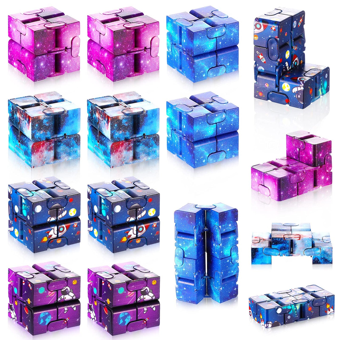 Galaxy Infinity Space Astronaut Infinity Toy Stress and Anxiety Relief Cool Hand Mini Kill Time Cube Toys for ADHD Teens mature-themeds  5 Styles (Graceful Style  20 Pieces)