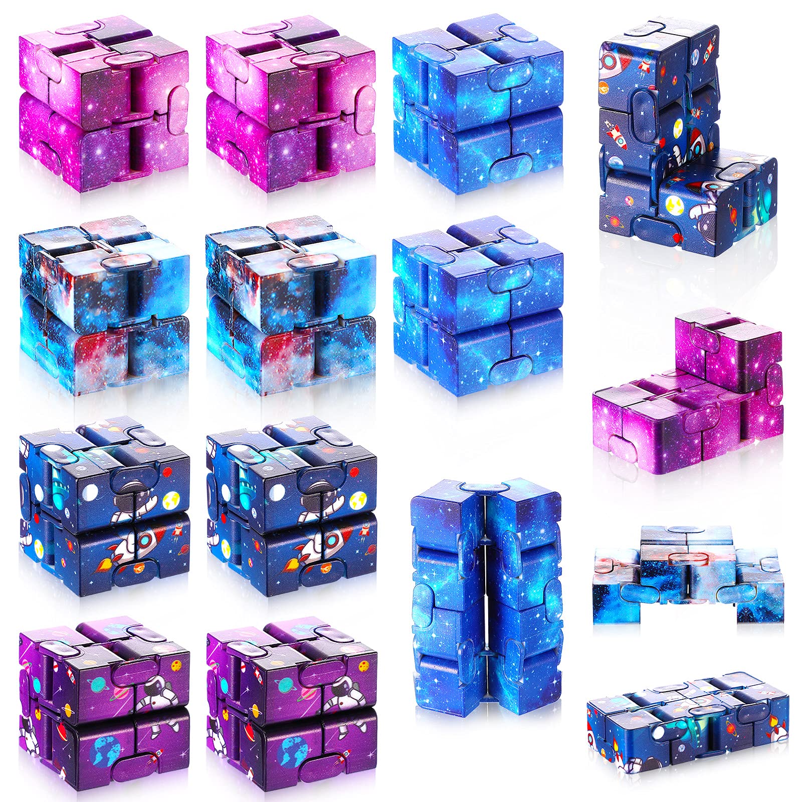 Galaxy Cubes Bulk Toys Gifts Space Astronaut Sensory Stress Anxiety Relief Cool Hand Mini Kill Time Cube Toys Party Favors Stuffers for ADHD Teens mature-themeds  5 Styles(Fresh Style 30 Pieces)