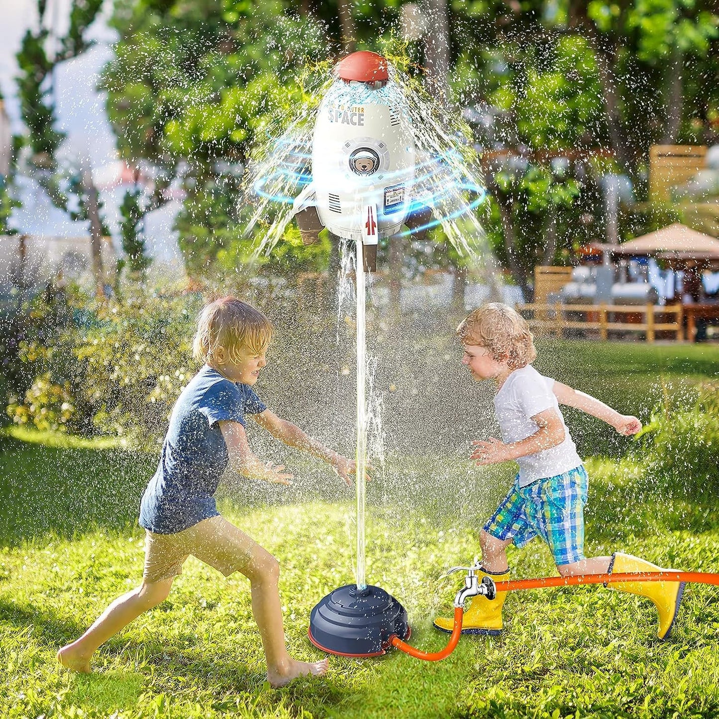 Tansar Sprinkler Rocket Launcher, Outdoor Water Toys For Kids, Summer Outside Game, Holiday & Birthday Ideas For Boys Girls Age 3 4 5 6 7 8 Year Old, Gray