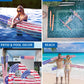 POZA 2 Pack Inflatable USA Flag Jumbo Pool Noodles Floats - enhanced elegant 74 Inch Giant Water Floating Noodles Filled with Sparkle Silver Confetti  Pool Float for Swimming Pool  Beach and Lake